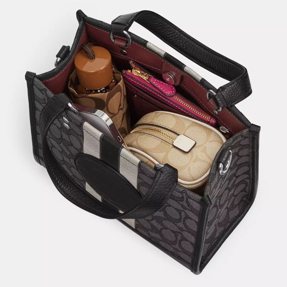 NWT💃Coach Dempsey Tote Bag 22 In Signature Jacquard With Stripe And Coach Patch - Picture 3 of 13